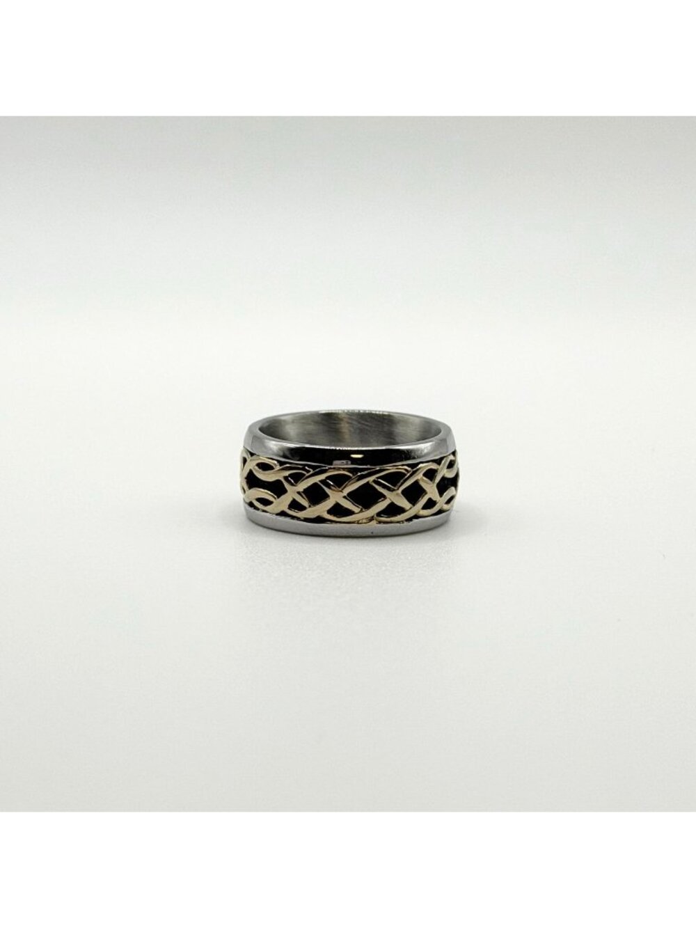Stainless Steel Gold Plated Celtic Weave Band Ring Size 6